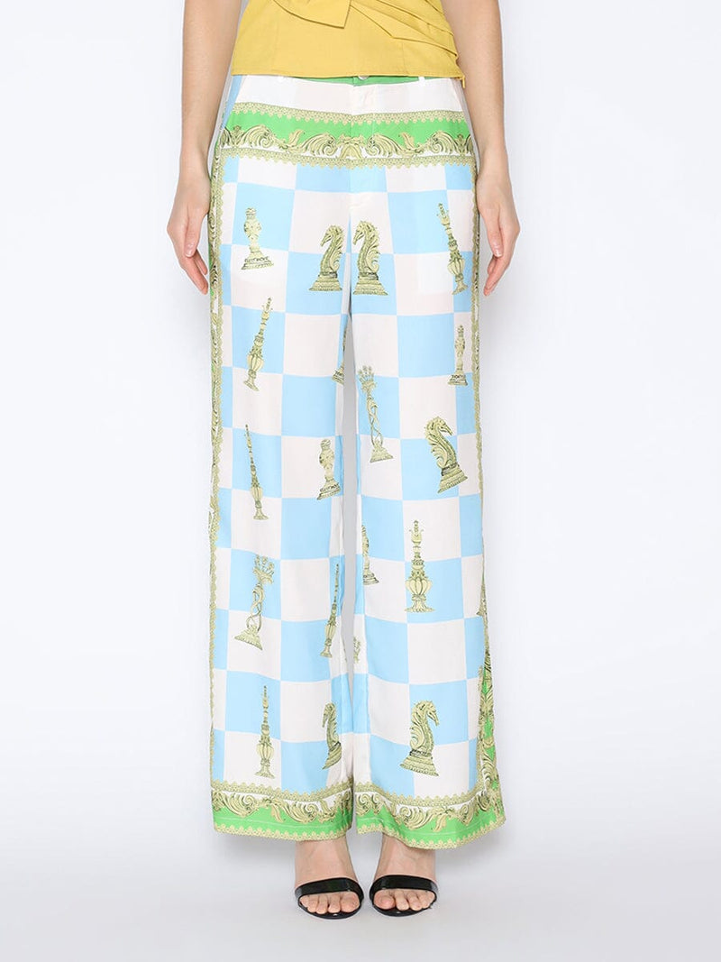 Checkmate Print Satin Pajama Pants - Glamourous Grace