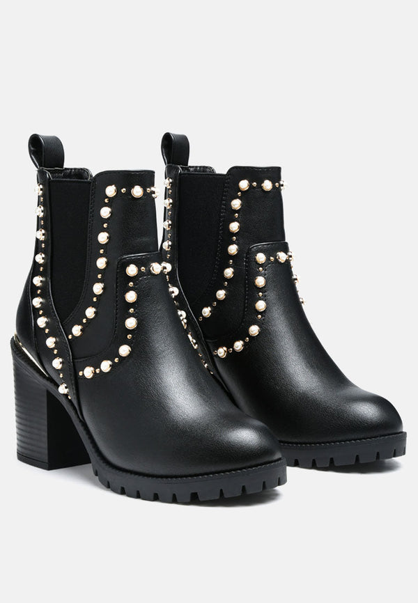 Cherin Pearl Studded Chelsea Boots - Glamourous Grace