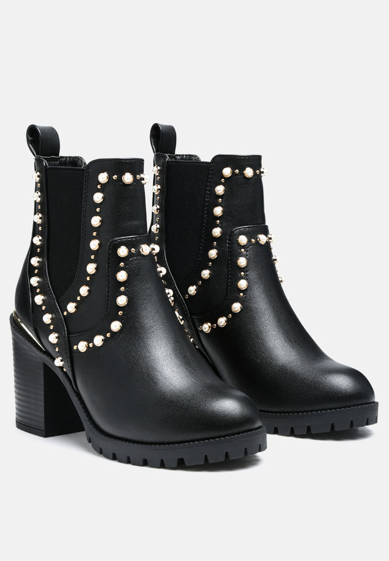 Cherin Pearl Studded Chelsea Boots - Glamourous Grace