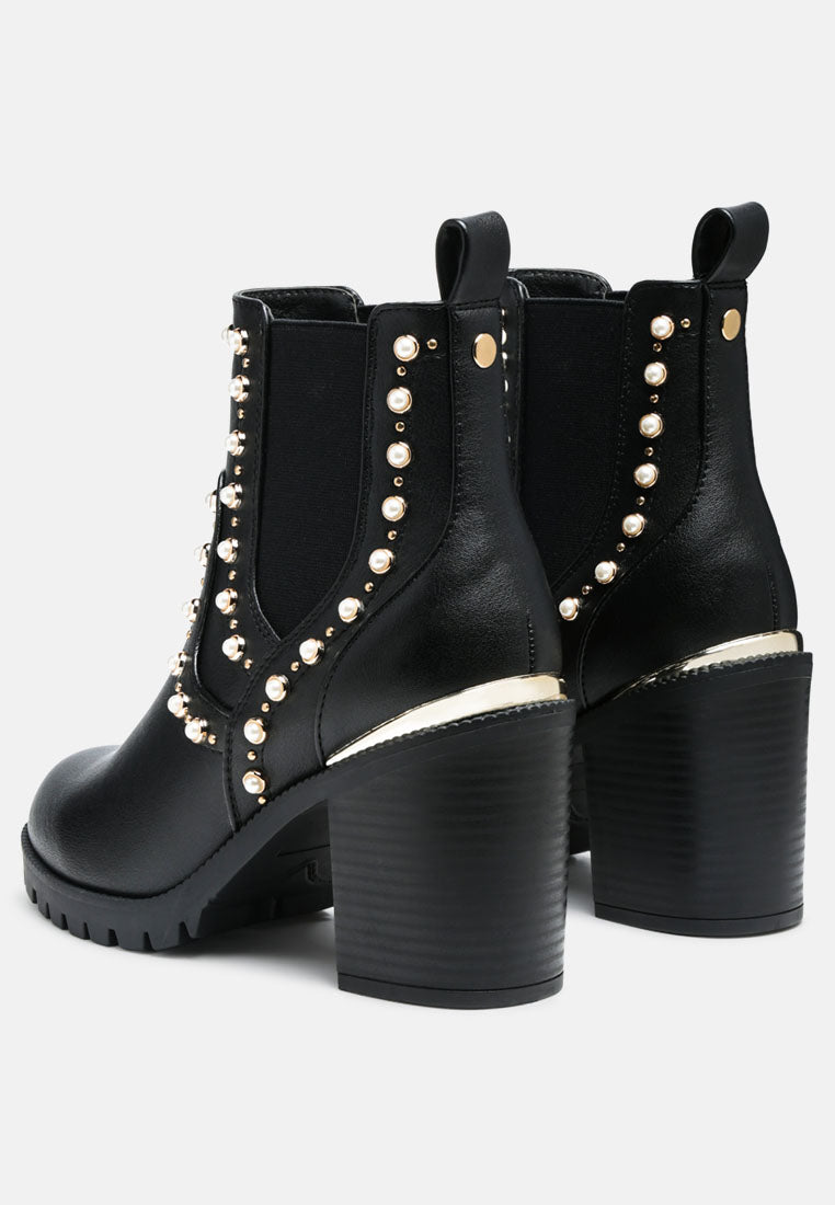 Cherin Pearl Studded Chelsea Boots - Glamourous Grace