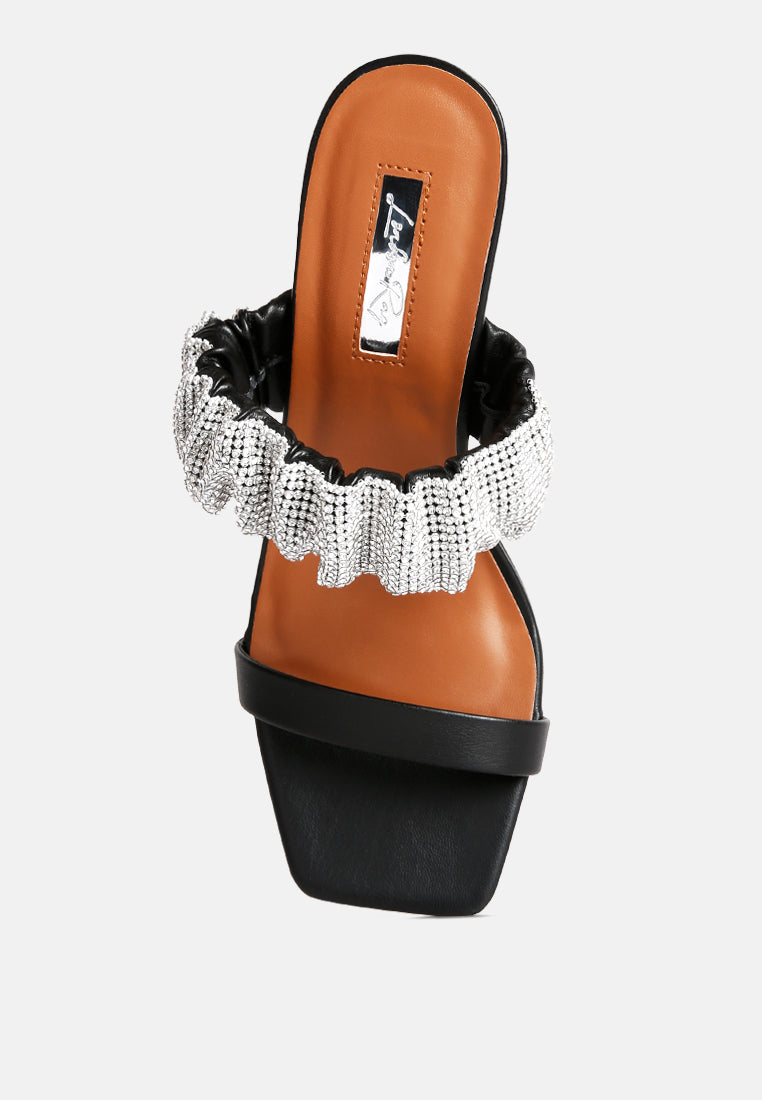 Cherry Blossom Diamante Ruche Strap Sandals - Glamourous Grace