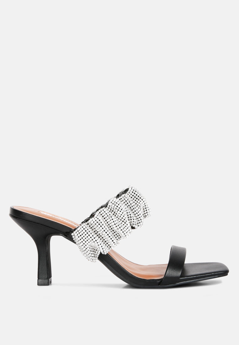 Cherry Blossom Diamante Ruche Strap Sandals - Glamourous Grace