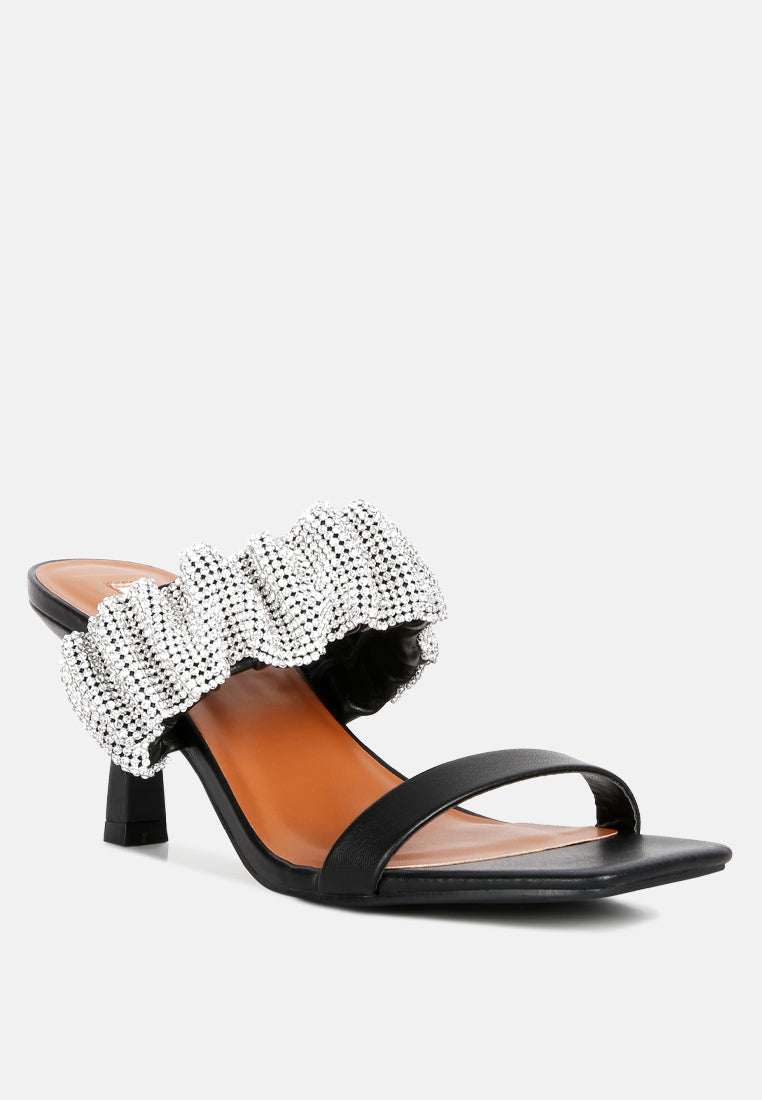 Cherry Blossom Diamante Ruche Strap Sandals - Glamourous Grace
