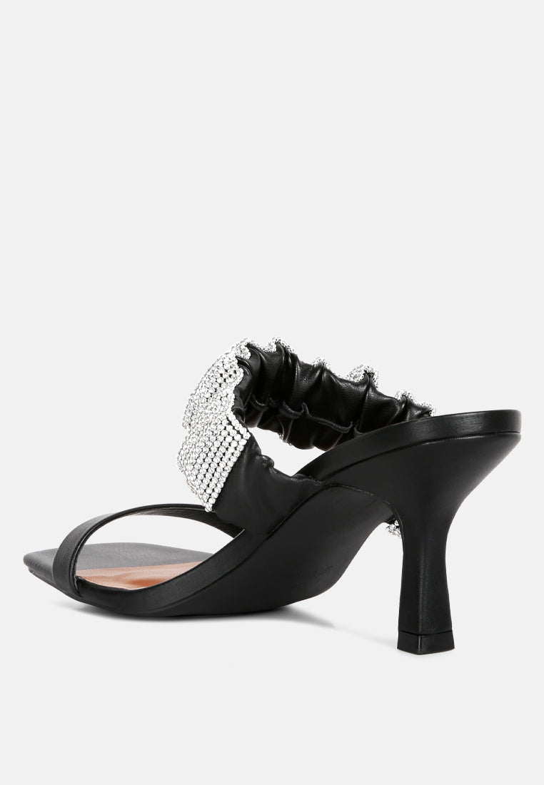 Cherry Blossom Diamante Ruche Strap Sandals - Glamourous Grace