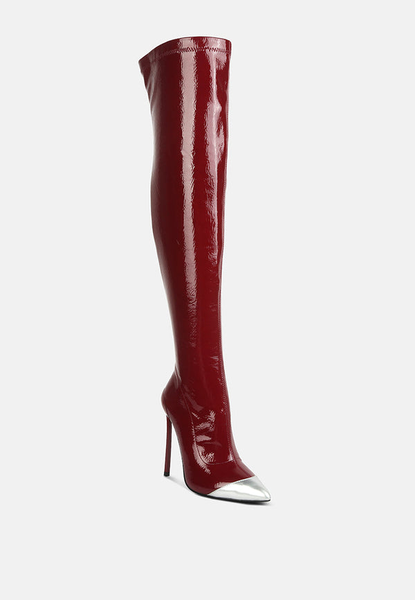 Chimes High Heel Patent Long Boots - Glamourous Grace