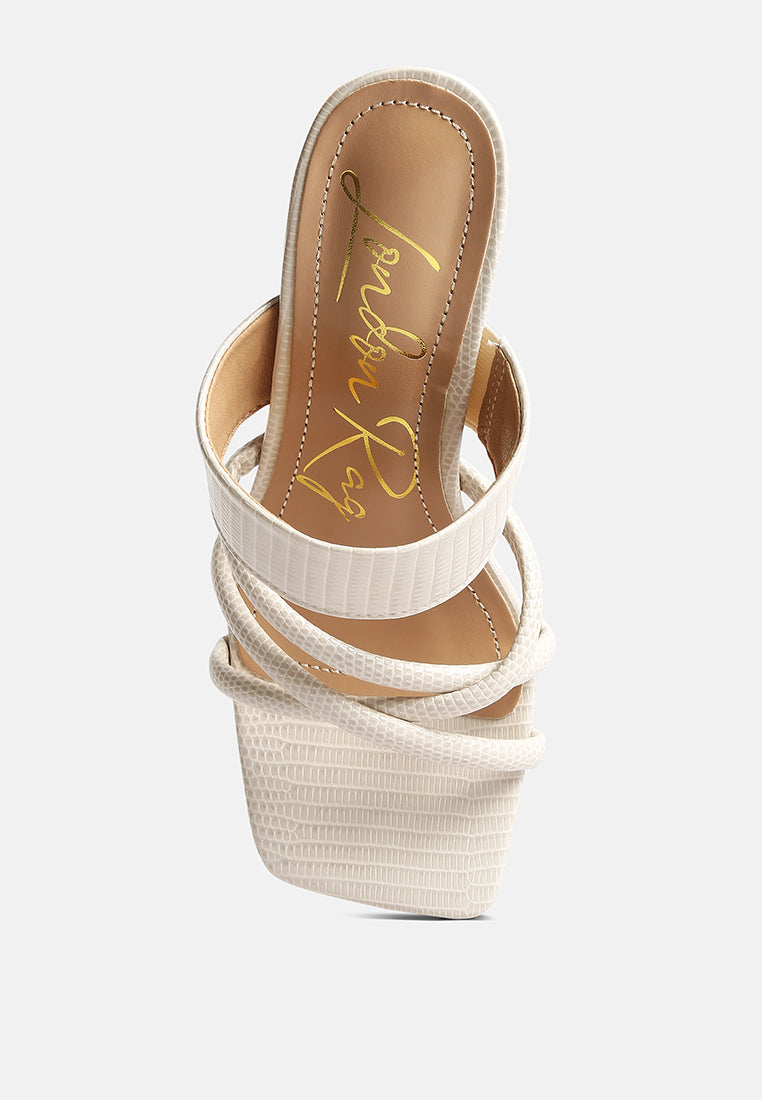 Chiri Criss Cross Strap Spool Heel Sandals - Glamourous Grace