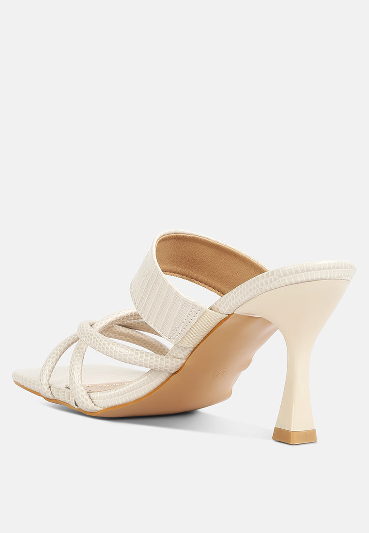Chiri Criss Cross Strap Spool Heel Sandals - Glamourous Grace