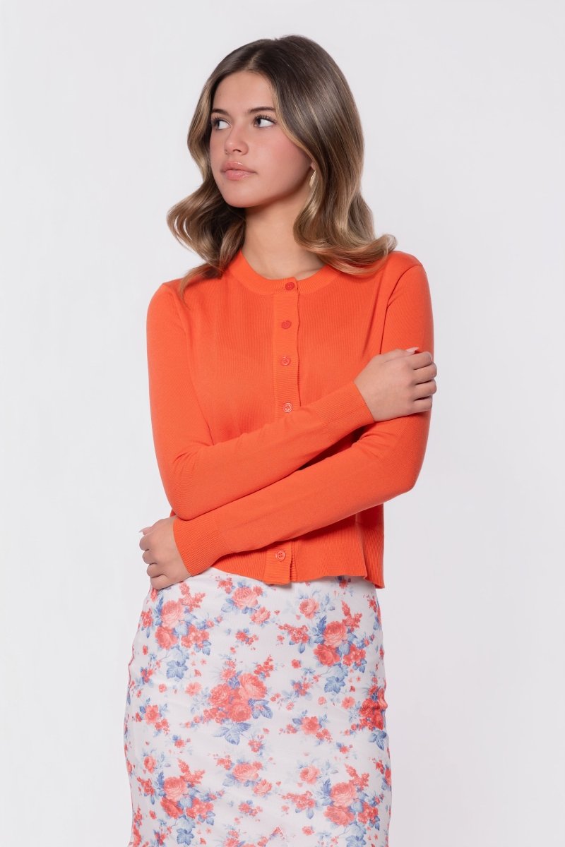 Chloe Cardigan (Deep Coral) - Glamourous Grace