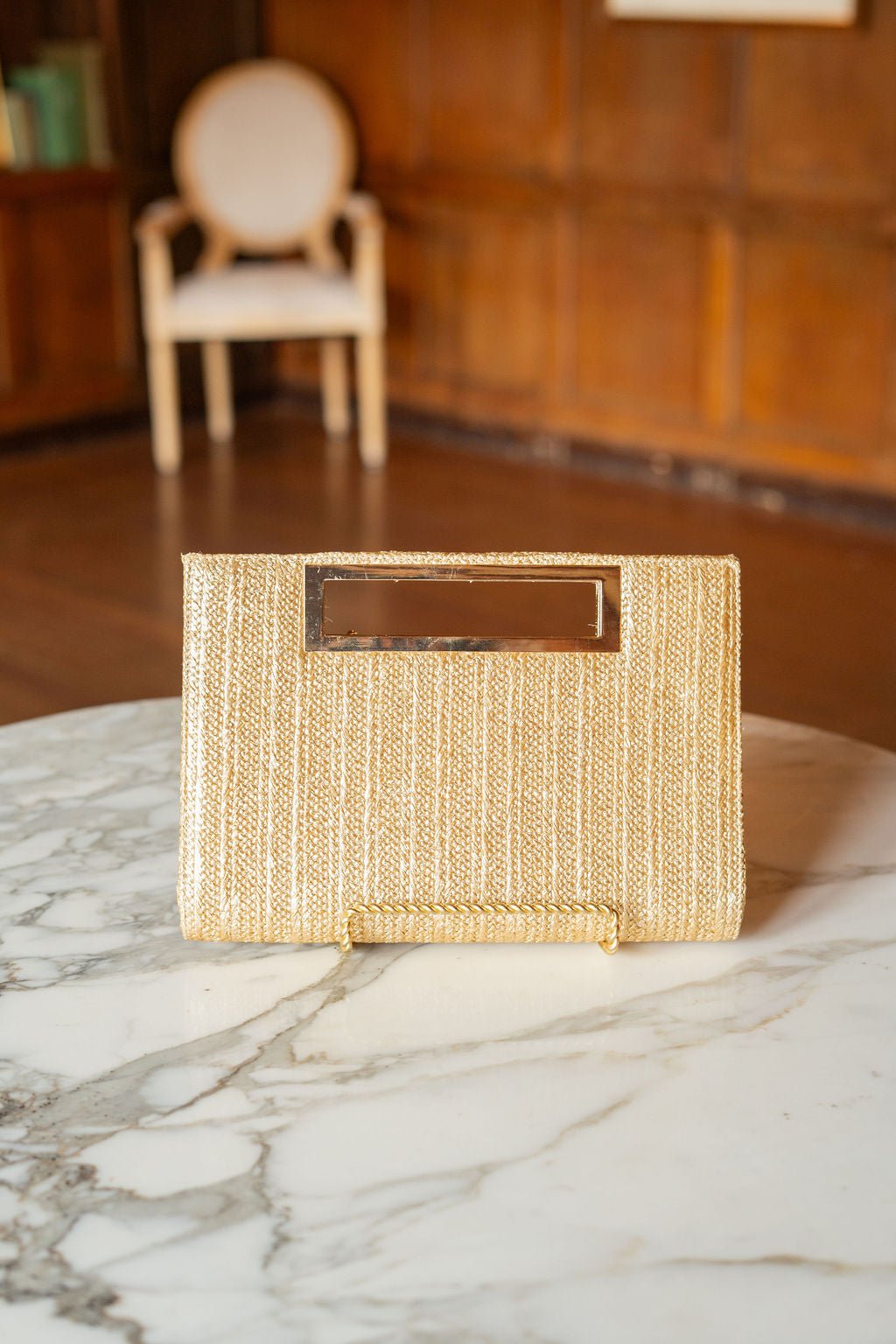 Chloe Clutch - Gold Straw - Glamourous Grace