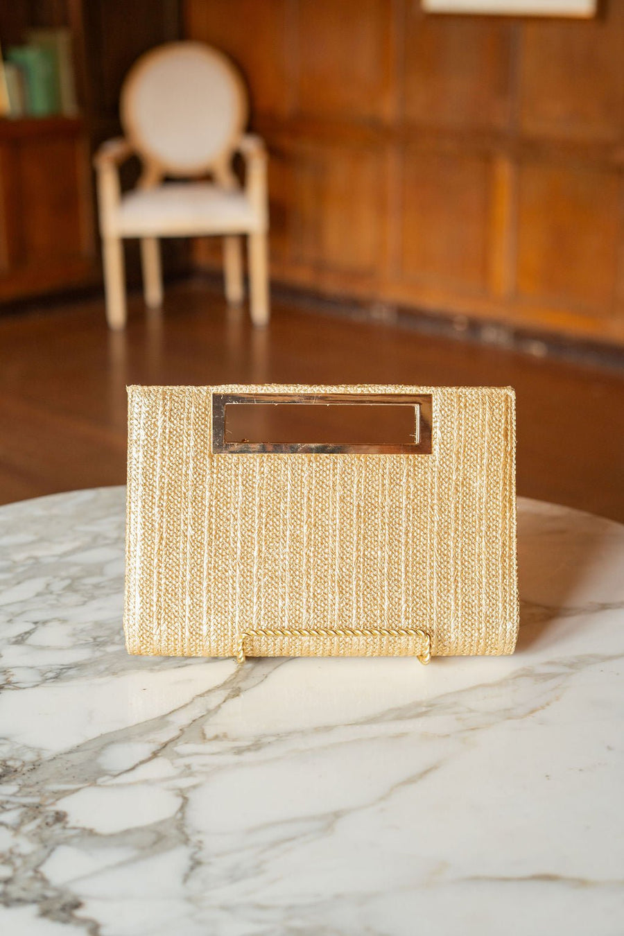 Chloe Clutch - Gold Straw - Glamourous Grace