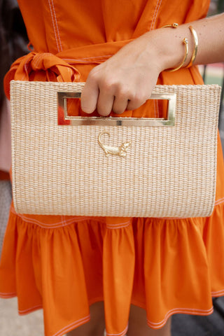 Chloe Clutch - Straw - Gold Charm - Glamourous Grace