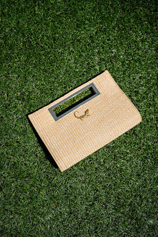 Chloe Clutch - Straw - Gold Charm - Glamourous Grace