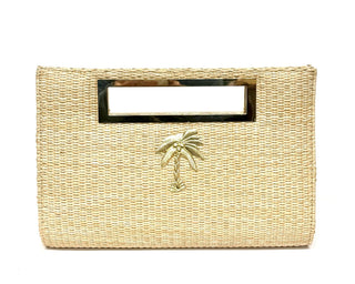 Chloe Clutch - Straw - Gold Charm - Glamourous Grace