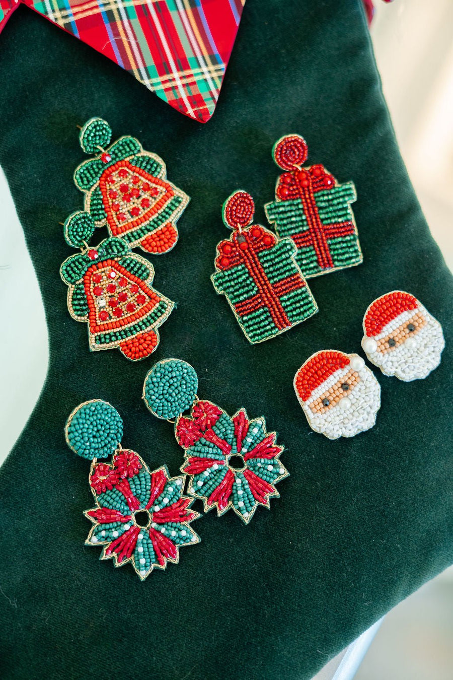 Christmas Bell Beaded Christmas Earring - Glamourous Grace