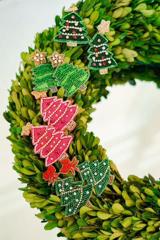 Christmas Tree Beaded Earring  - Gold Star Top - Glamourous Grace