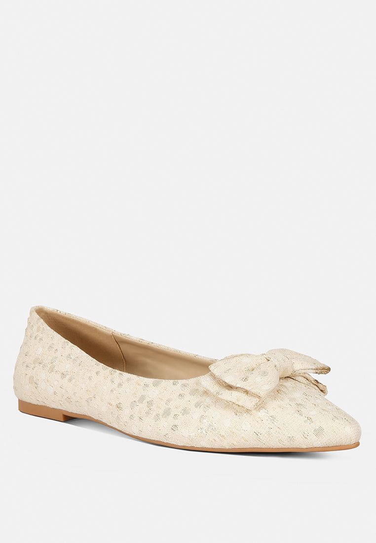 Cicely Jacquard Bow Embellished Ballet Flats - Glamourous Grace