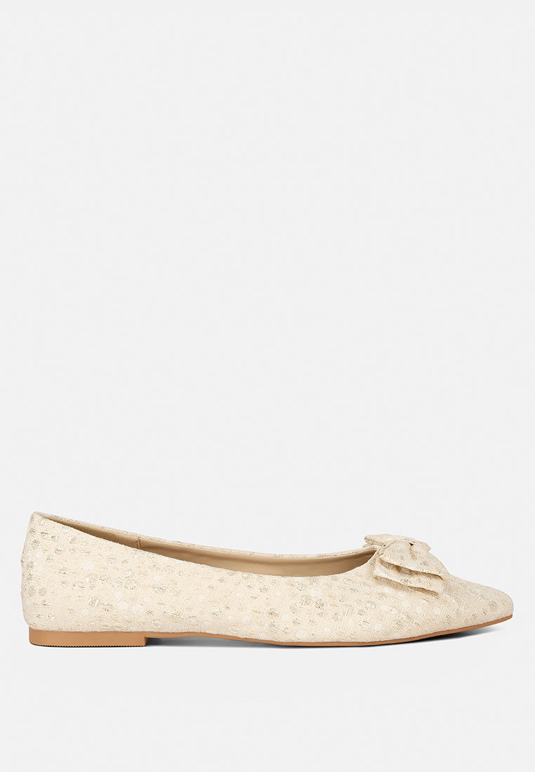 Cicely Jacquard Bow Embellished Ballet Flats - Glamourous Grace