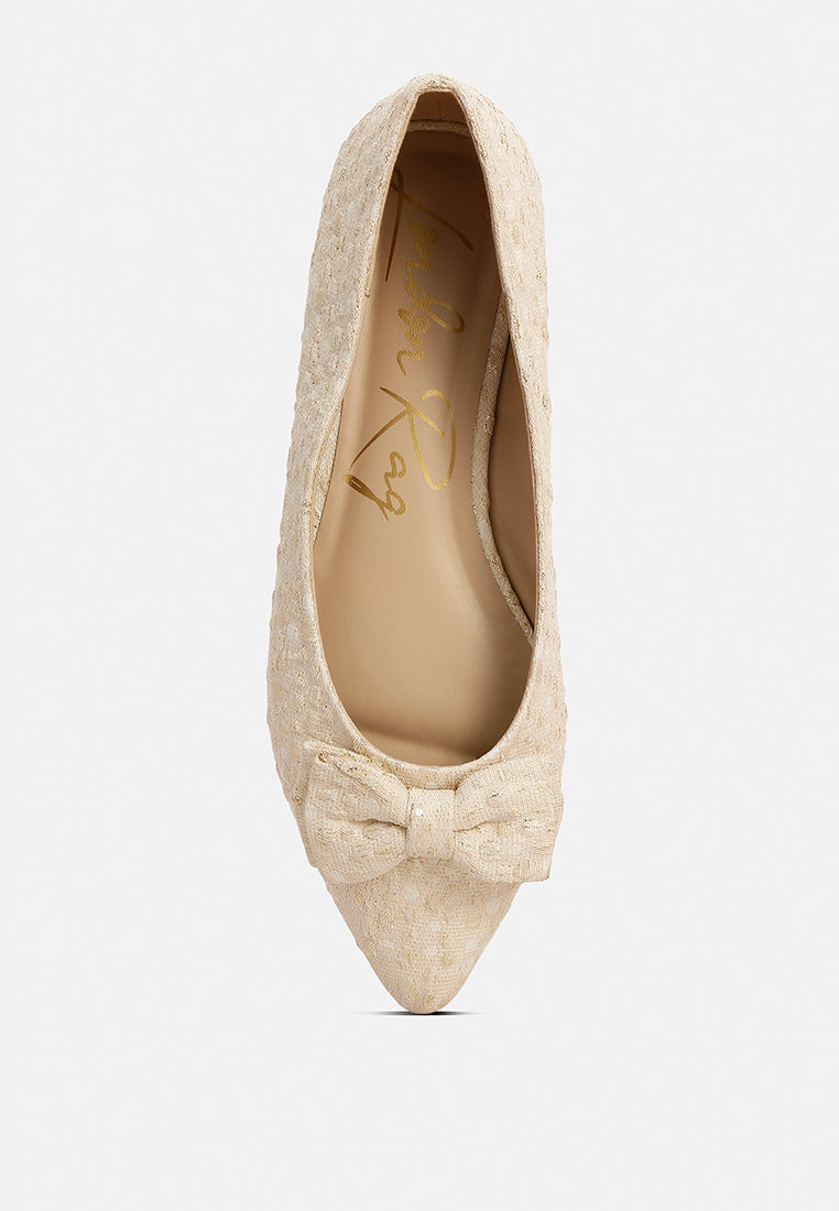 Cicely Jacquard Bow Embellished Ballet Flats - Glamourous Grace