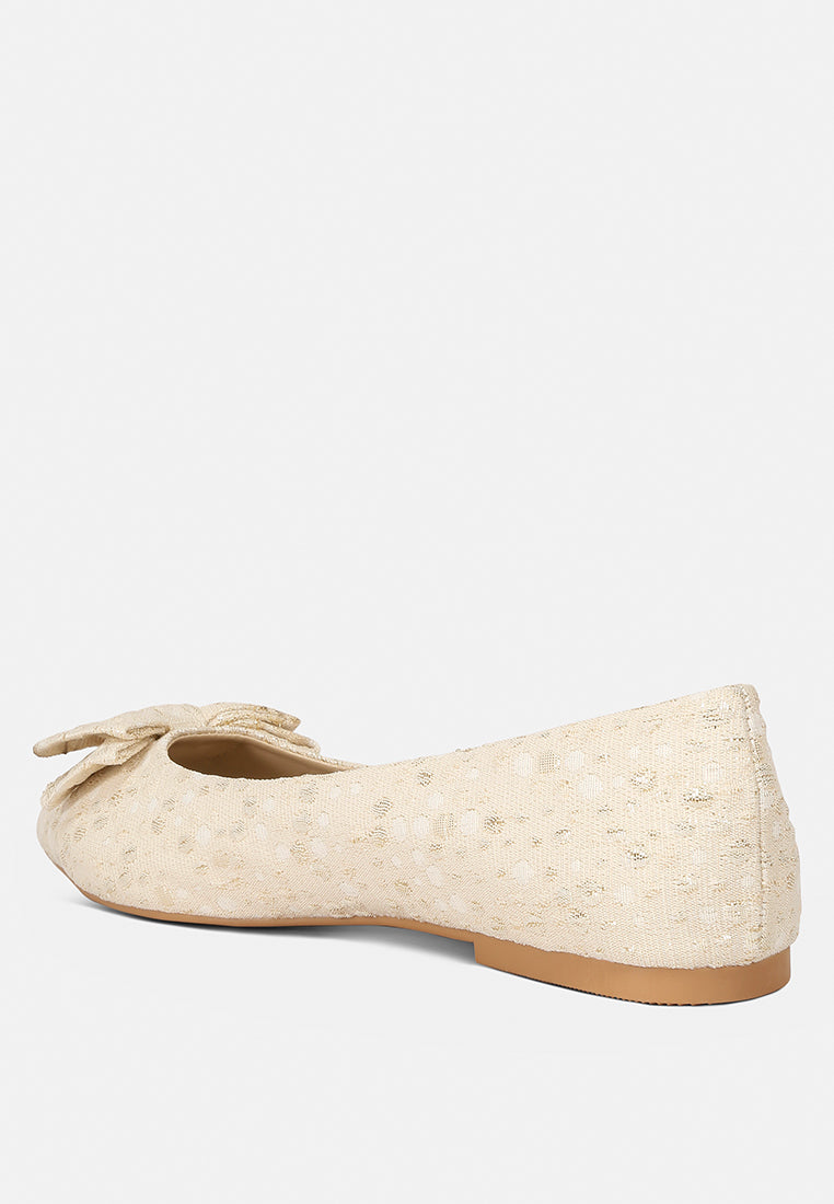 Cicely Jacquard Bow Embellished Ballet Flats - Glamourous Grace
