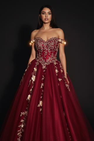 Cinderella Divine CD0185 Off The Shoulder Layered Tulle Ball Gown - Glamourous Grace