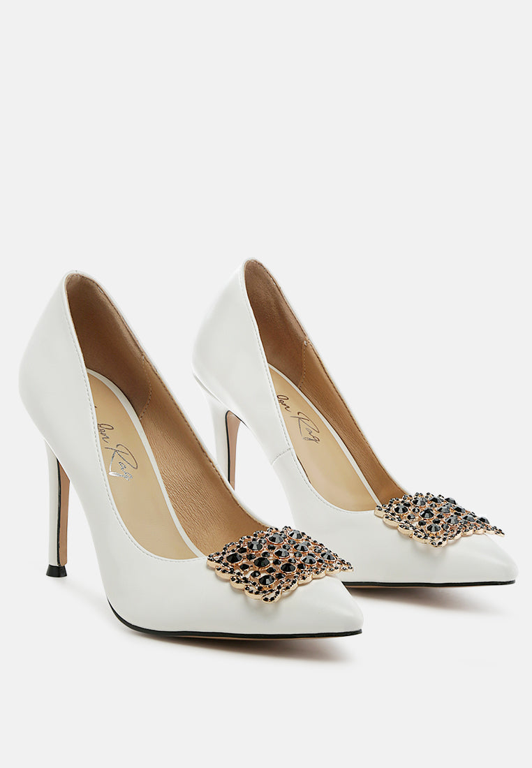 Cirrus Diamante Embellished Brooch Pumps - Glamourous Grace
