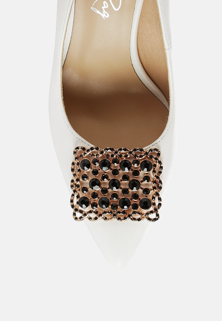 Cirrus Diamante Embellished Brooch Pumps - Glamourous Grace