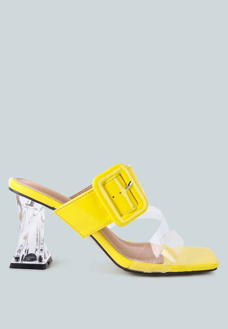 City Girl Buckle Detail Clear Spool Heel Sandals - Glamourous Grace