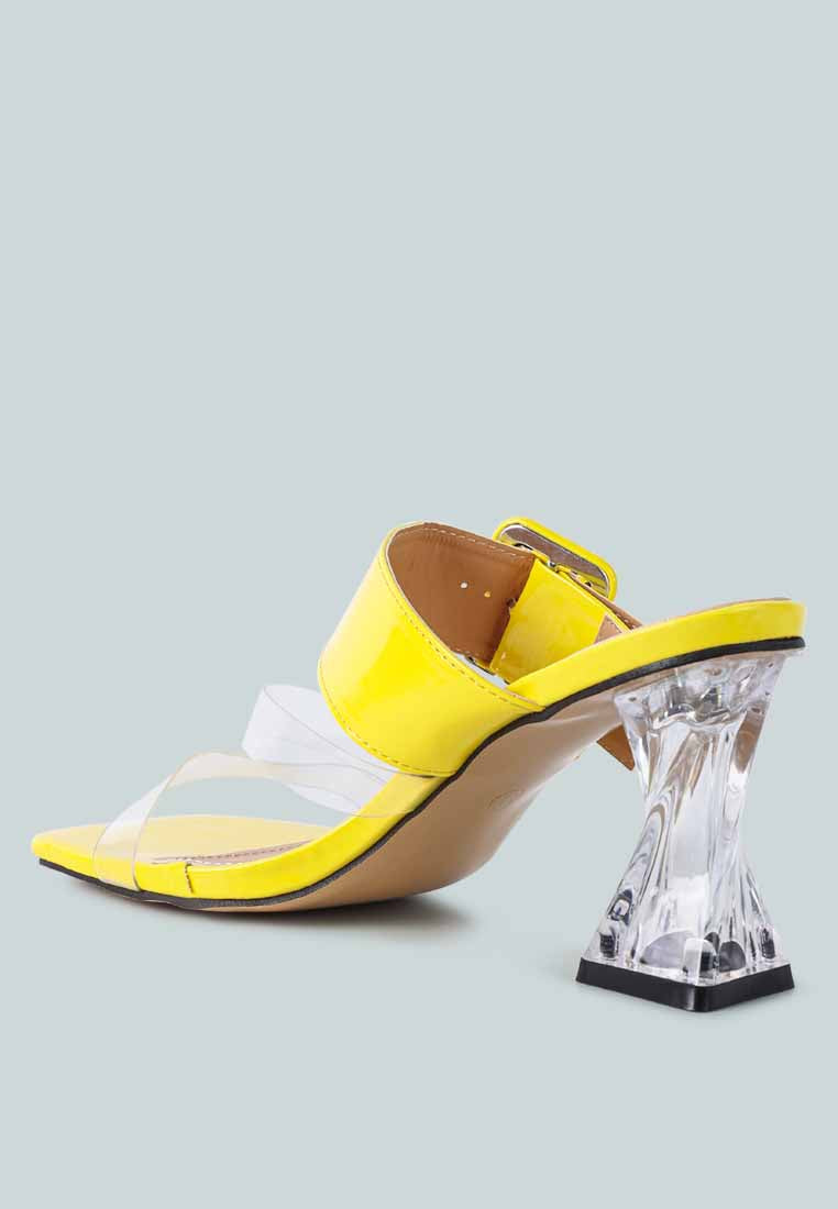City Girl Buckle Detail Clear Spool Heel Sandals - Glamourous Grace