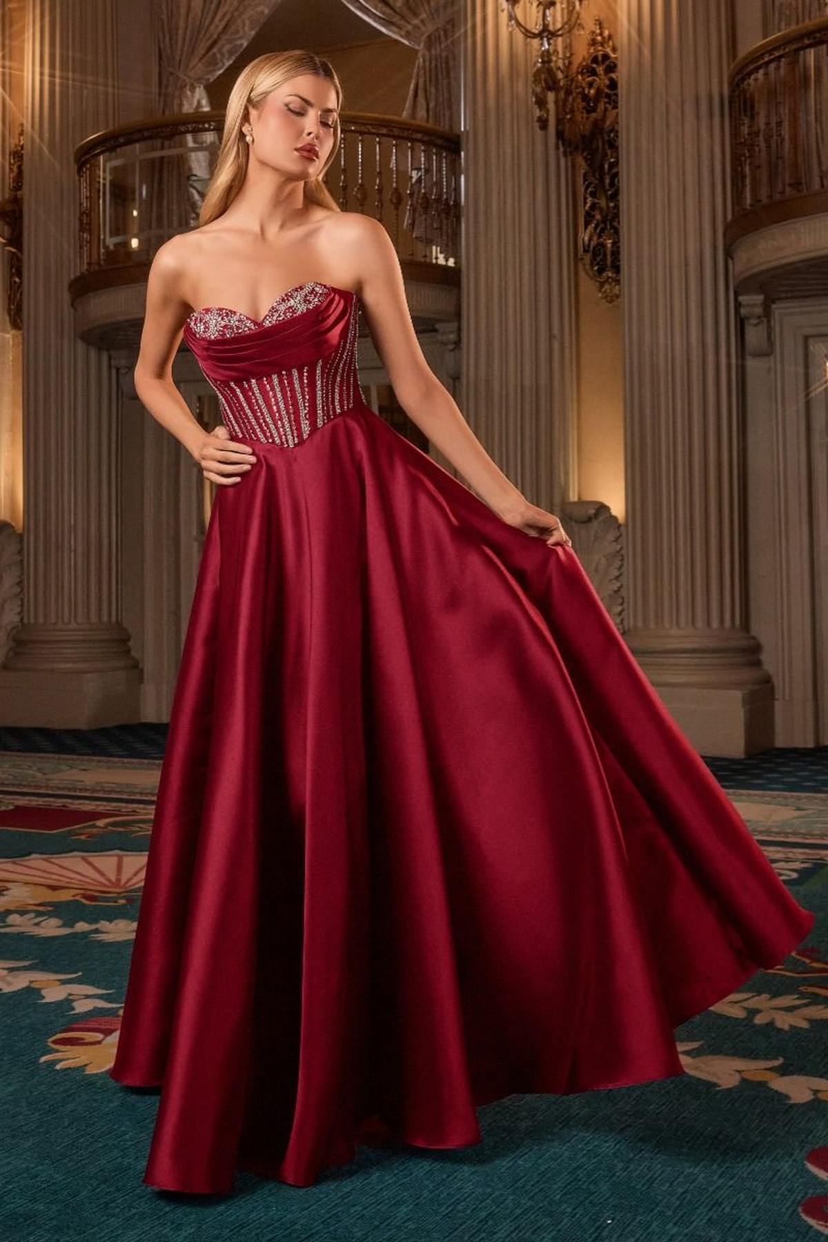 Ladivine CK2405 Luxurious Ball Gown Mikado Strapless Sweetheart - Glamourous Grace