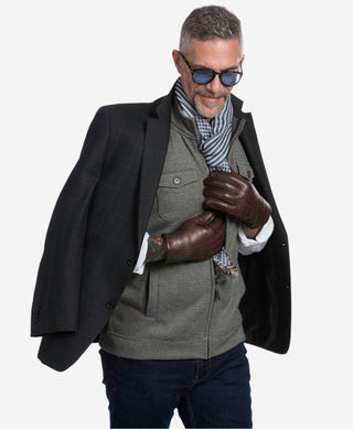 CL3103 (brown) - Men's Handsewn Lamb Shearling Winter Leather Gloves - Glamourous Grace
