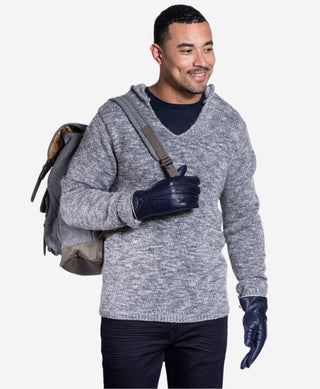 CL3505 (blue) - Men’s handsewn Italian lamb shearling winter leather gloves - Glamourous Grace