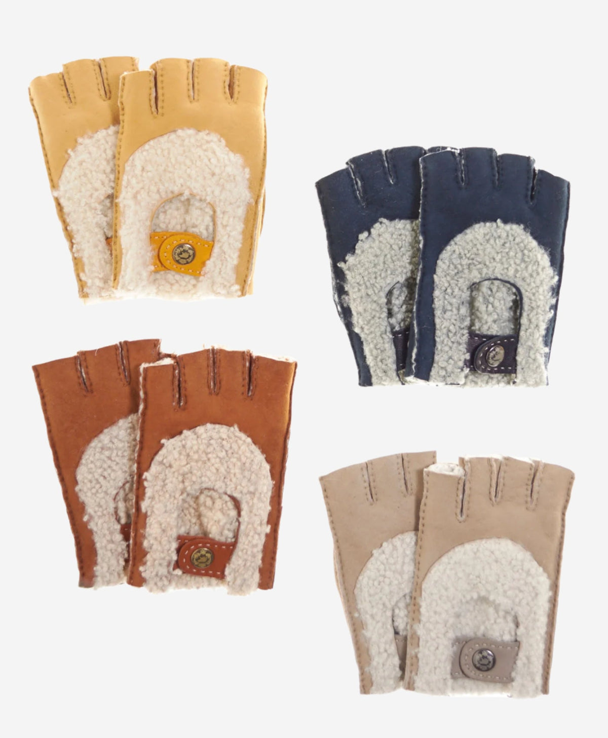 CL4522 (golden) - Women’s Italian shearling fingerless gloves - Glamourous Grace