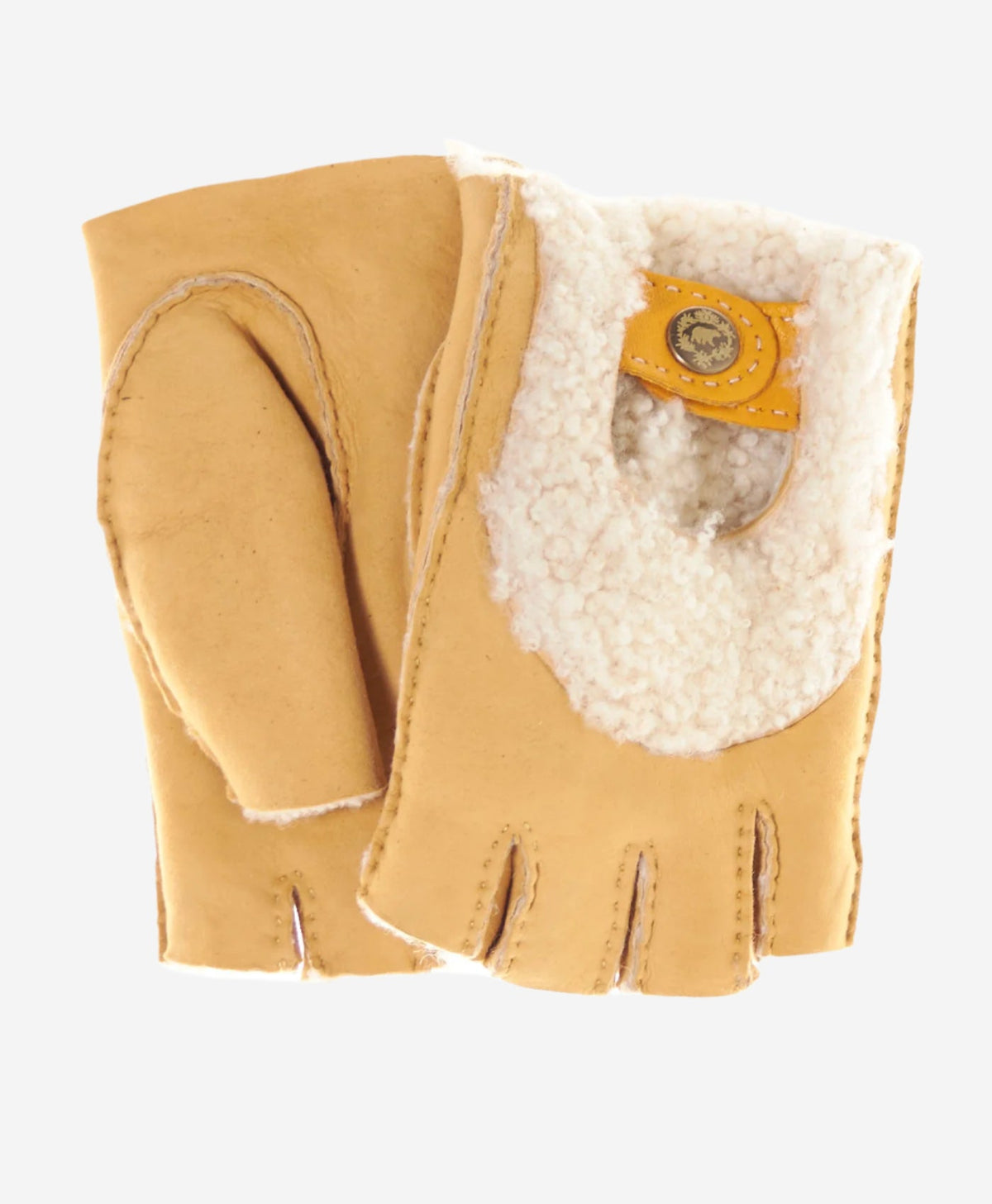 CL4522 (golden) - Women’s Italian shearling fingerless gloves - Glamourous Grace