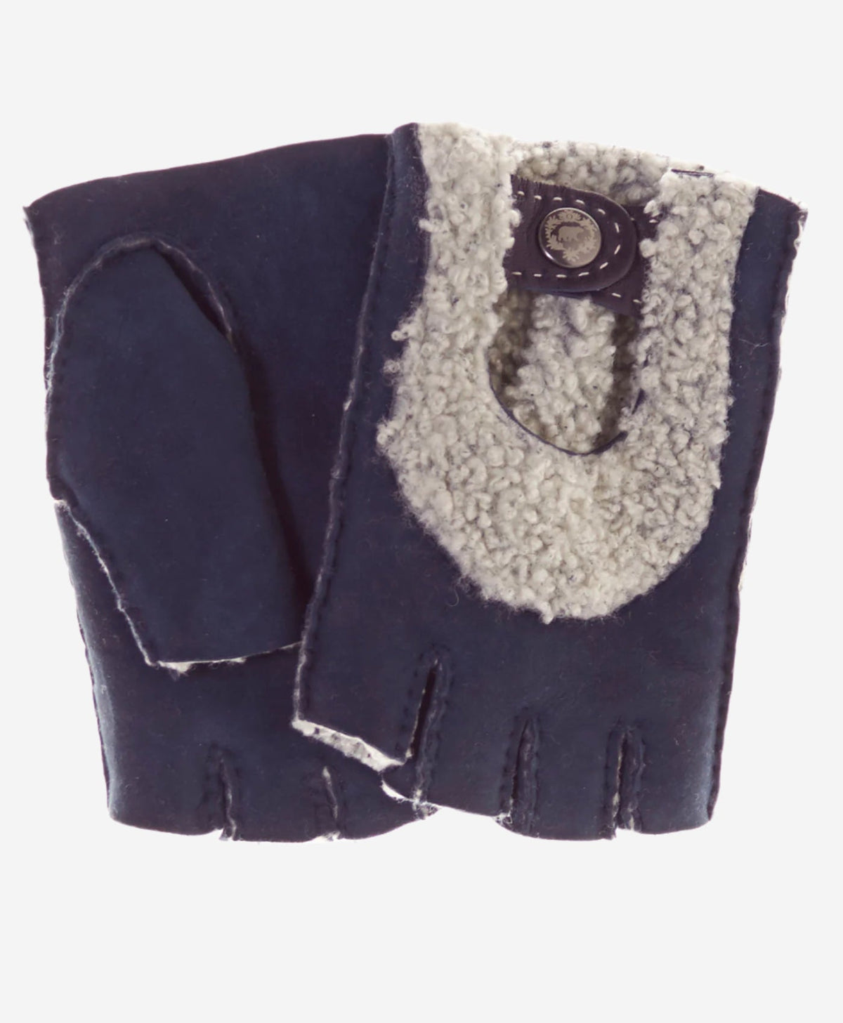 CL4522 (navy) - Women’s Italian shearling fingerless gloves - Glamourous Grace