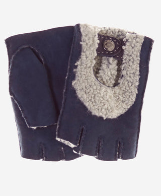 CL4522 (navy) - Women’s Italian shearling fingerless gloves - Glamourous Grace