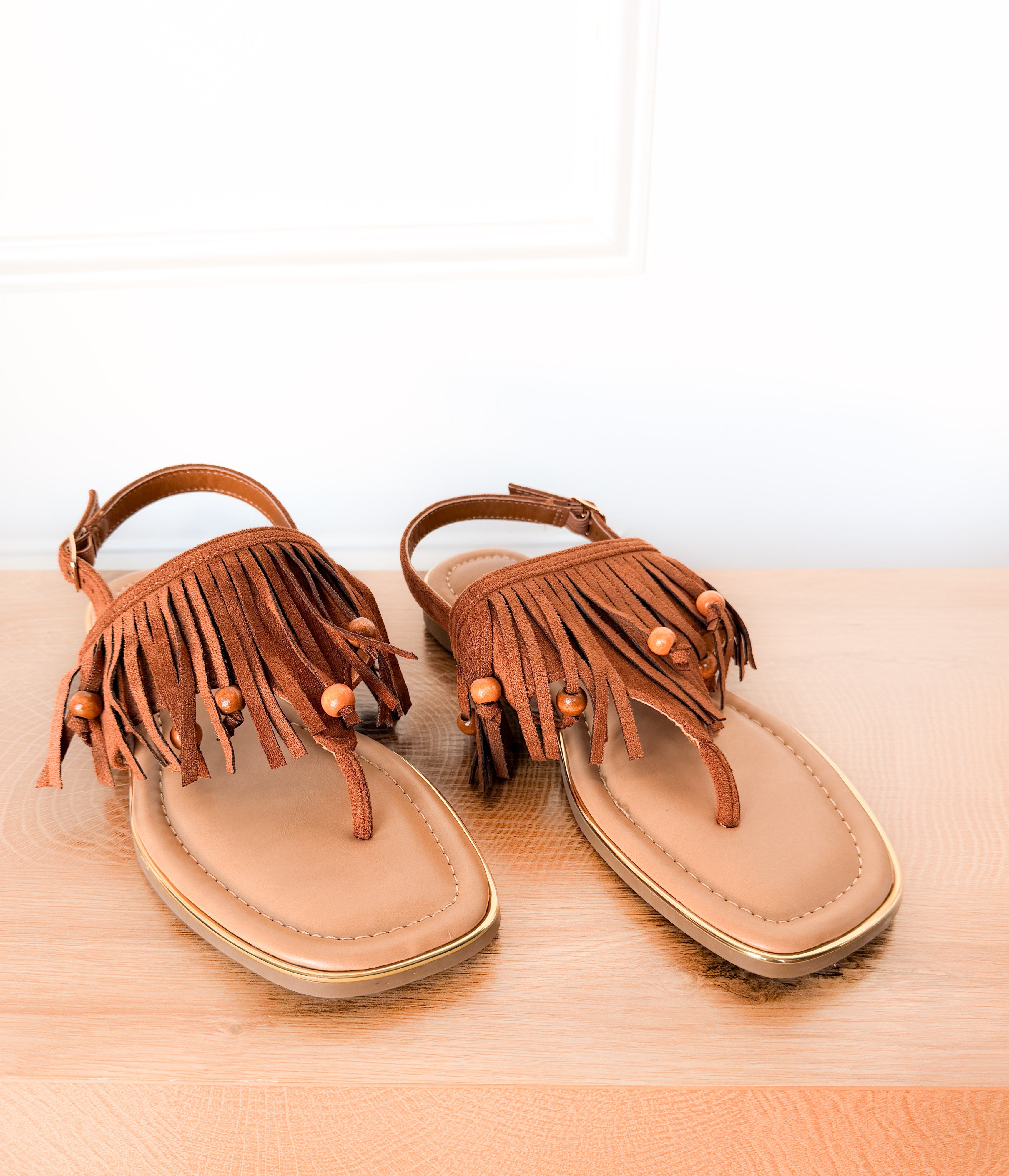 Claremont Fringe Sandal in Tan