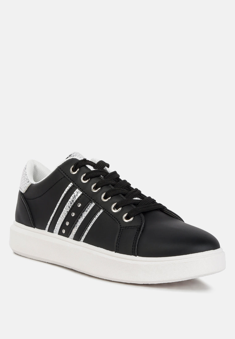 Claude Faux Leather Back Panel Detail Sneakers - Glamourous Grace