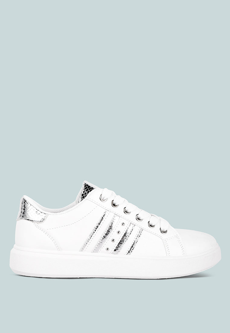 Claude Faux Leather Back Panel Detail Sneakers - Glamourous Grace
