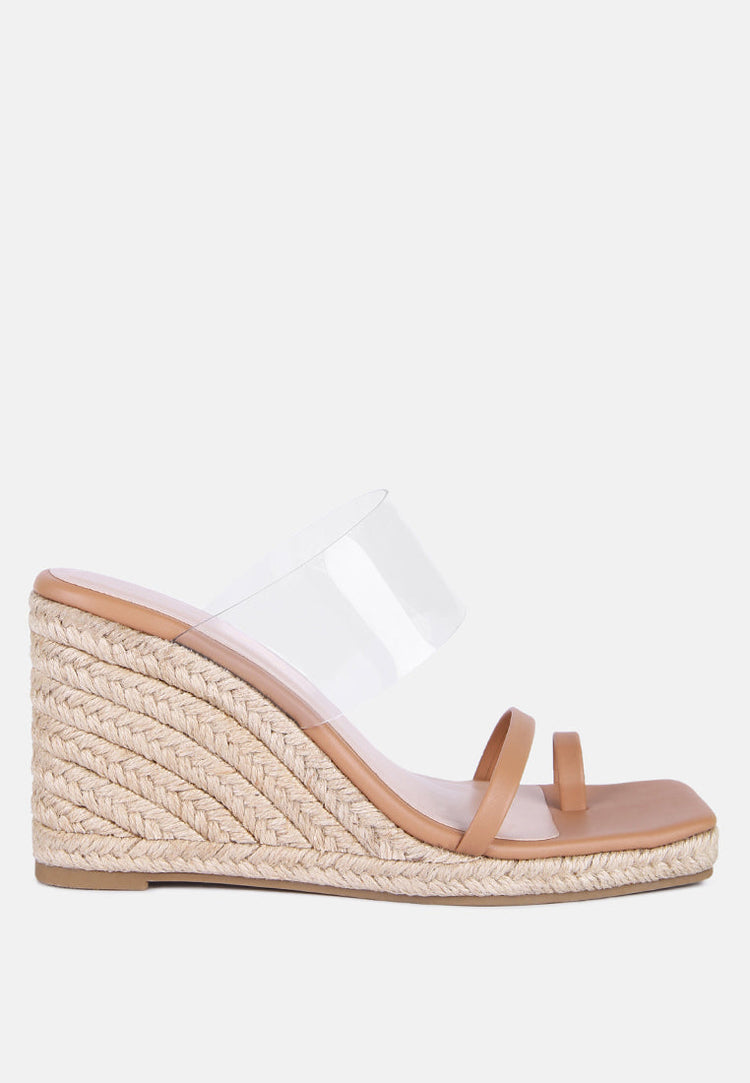 Clear Path Toe Ring Espadrilles Wedge Sandals - Glamourous Grace