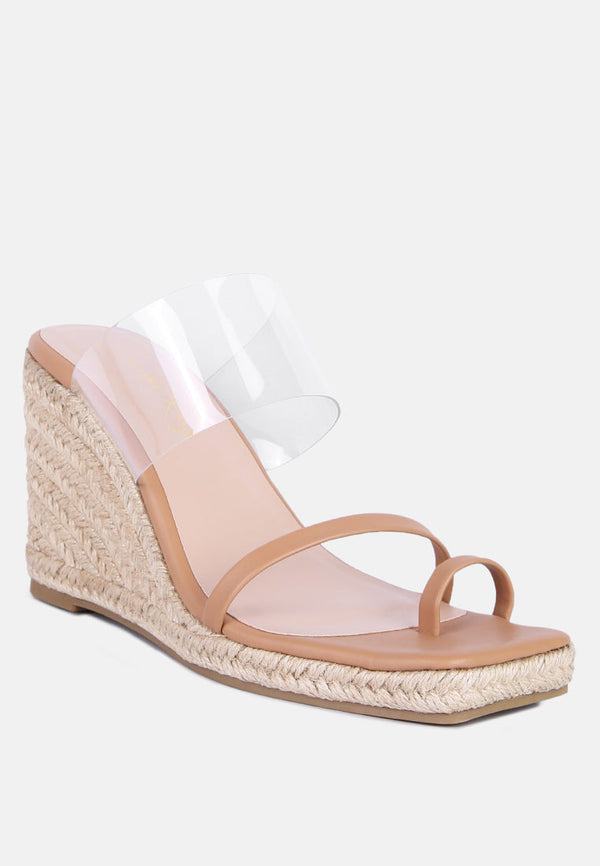 Clear Path Toe Ring Espadrilles Wedge Sandals - Glamourous Grace