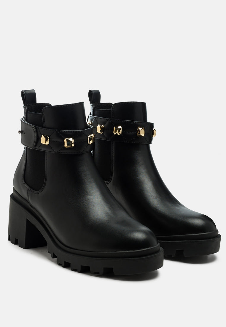 Cleopa Metallic Stud Embellished Chelsea Boots - Glamourous Grace