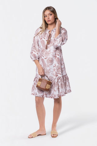 Clio Dress 37" (Beige White)