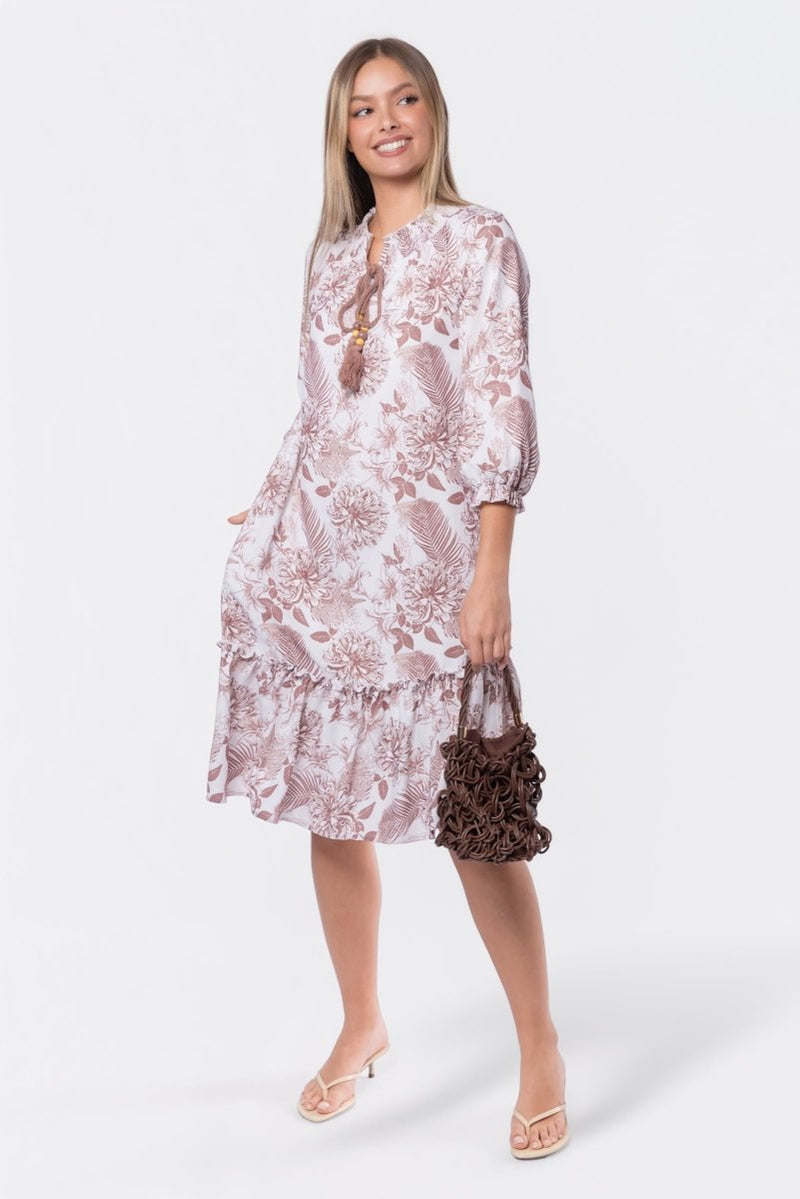 Clio Dress 40" (Beige White) - Glamourous Grace