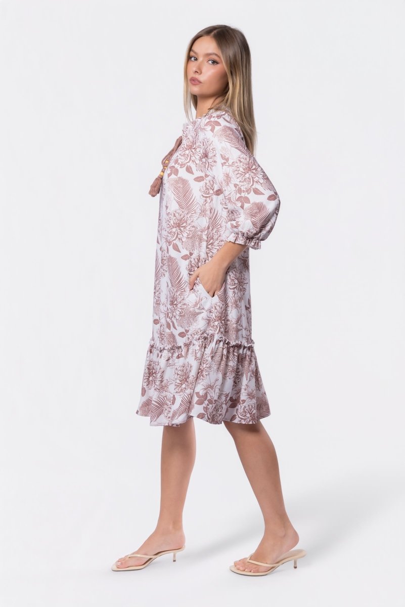 Clio Dress 40" (Beige White) - Glamourous Grace