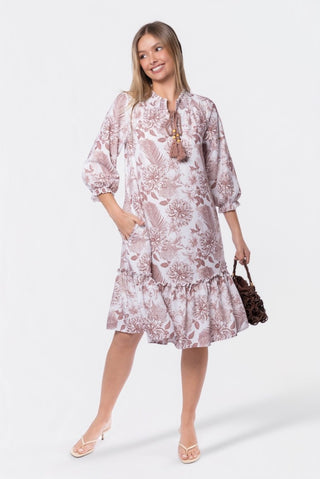 Clio Dress 40" (Beige White)
