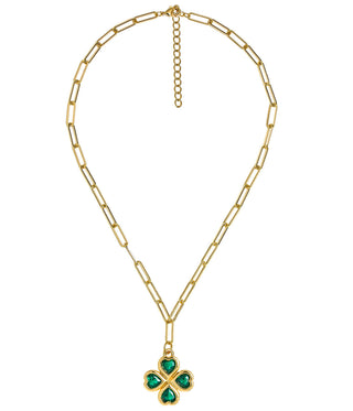 Jamie Clover Necklace- PaperClip Chain- 18k Plated