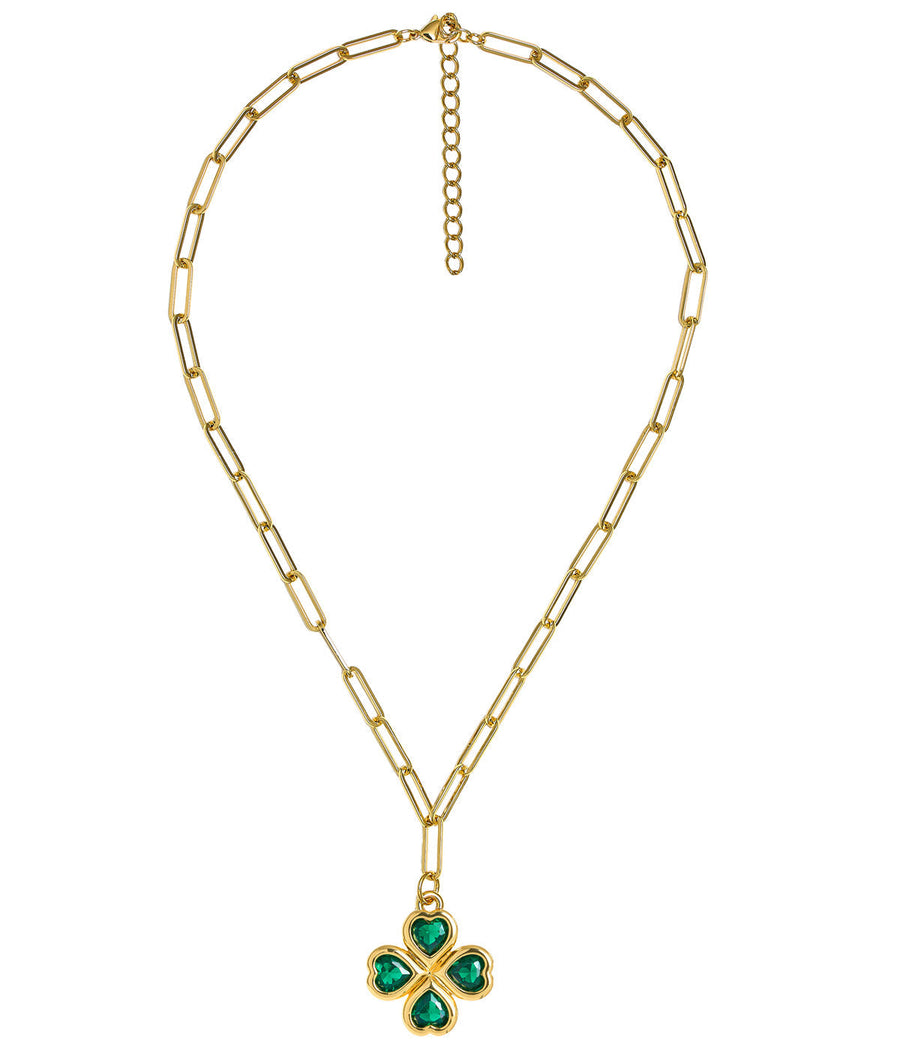 Jamie Clover Necklace- PaperClip Chain- 18k Plated - Glamourous Grace