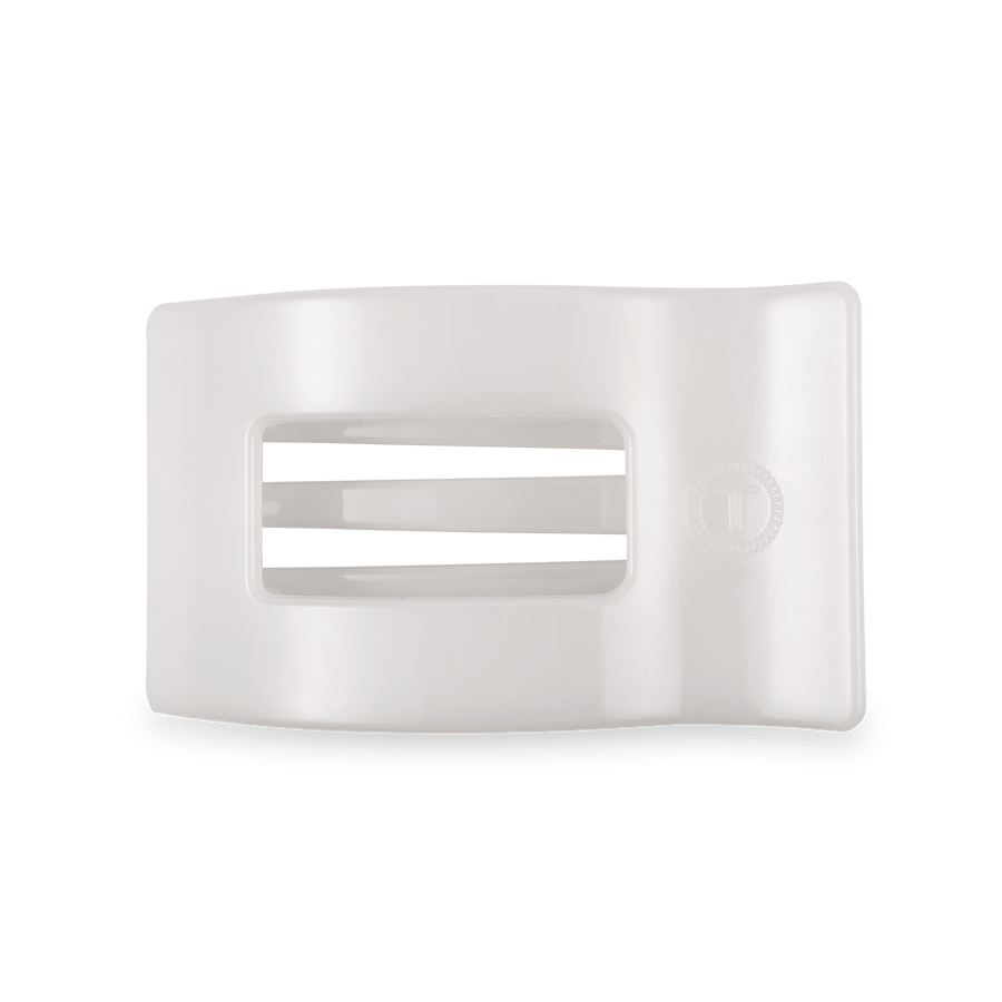 Coconut White Medium Flat Rectangle Hair Clip - Glamourous Grace
