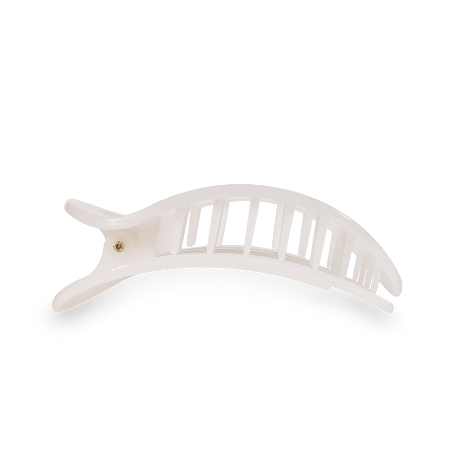 Coconut White Medium Flat Round Hair Clip - Glamourous Grace