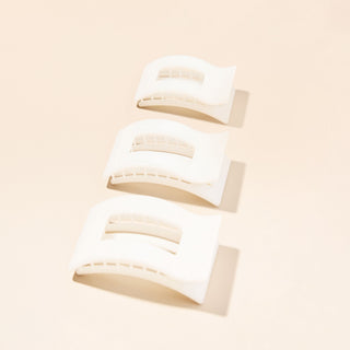 Coconut White Small Flat Rectangle Hair Clip - Glamourous Grace